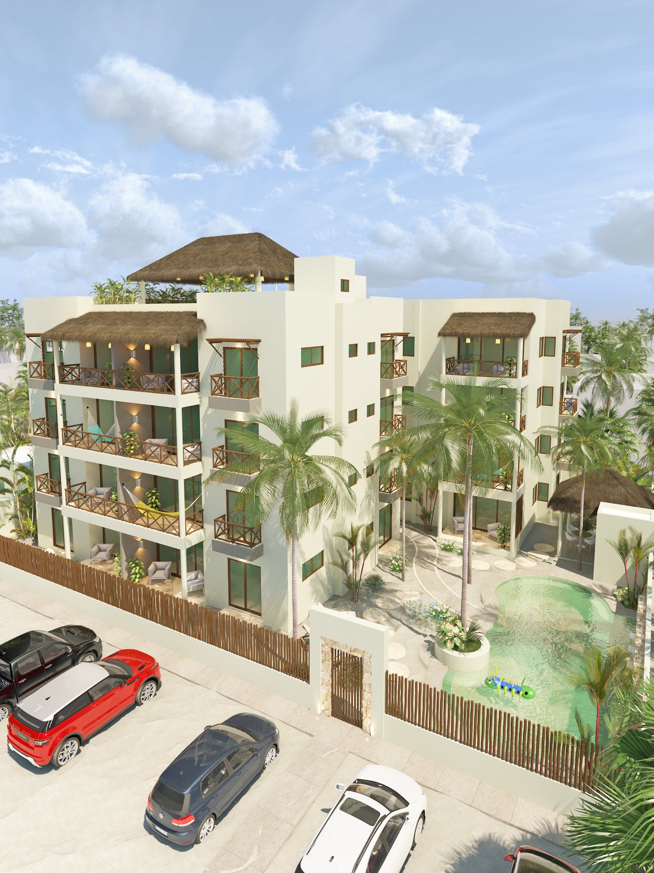 Luxurious condo in new development in second row in Chicxulub, Yucatan