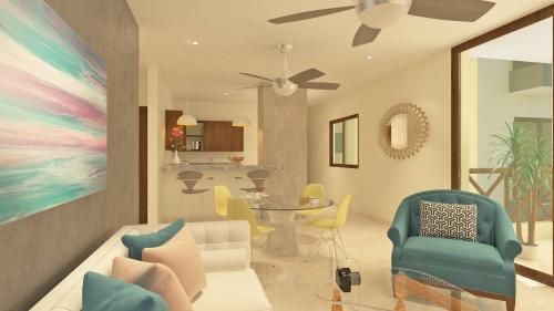 Luxurious condo in new development in second row in Chicxulub