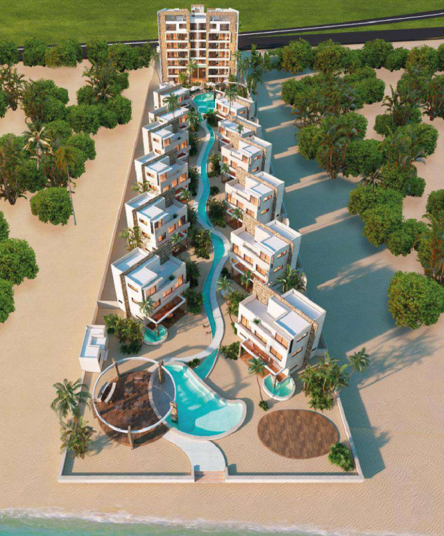 Two-bedroom condominium in a beachfront development