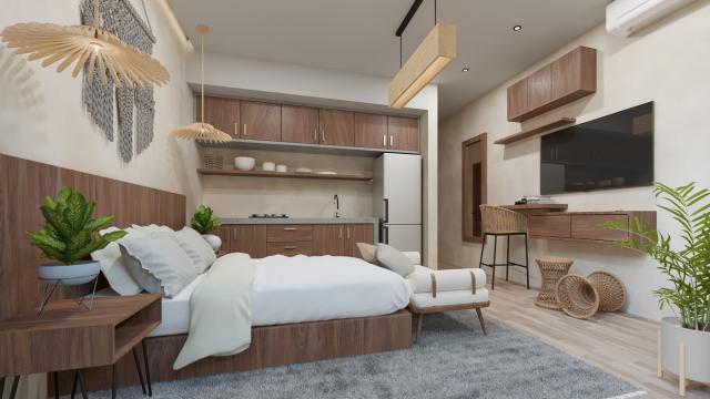 Cozy studio inside Aldea Zama.