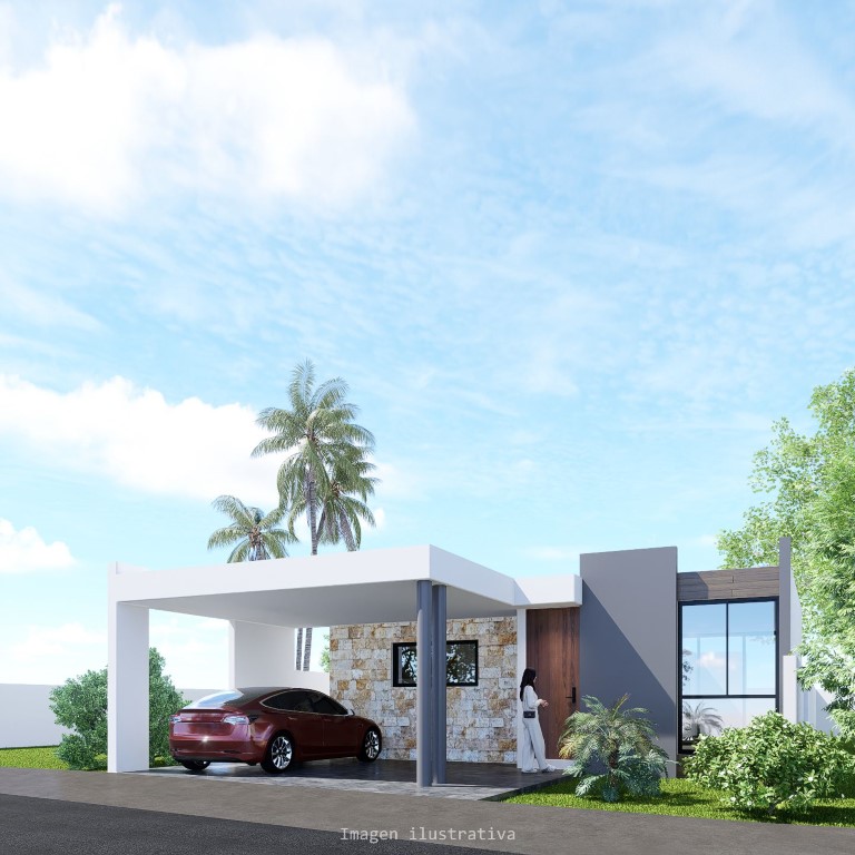 Three-bedroom house with a pool, all on one floor