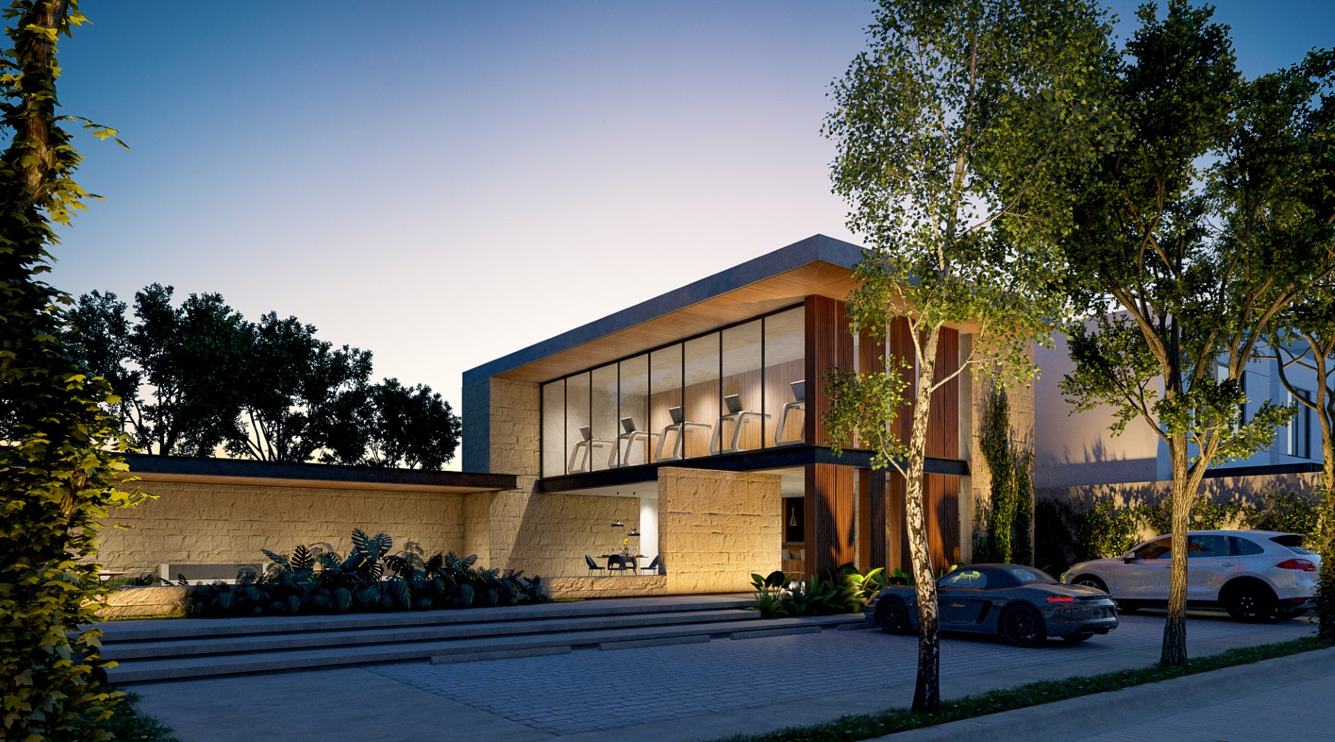 Three-bedroom house on two levels with a pool