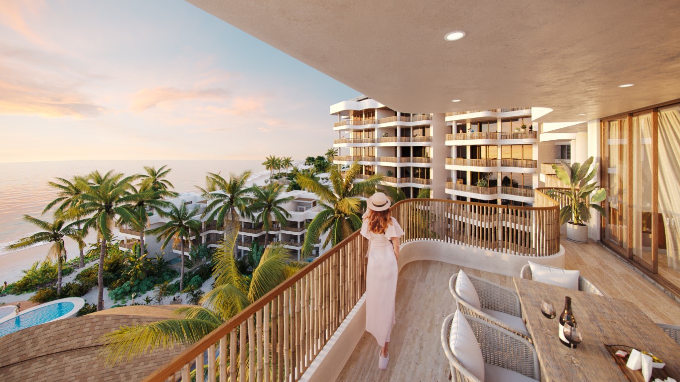 Three-bedroom oceanfront condo in Yucatán