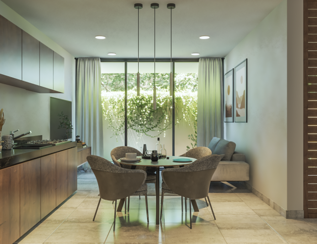 One-bedroom condo with a garden in Temozón Norte, Mérida
