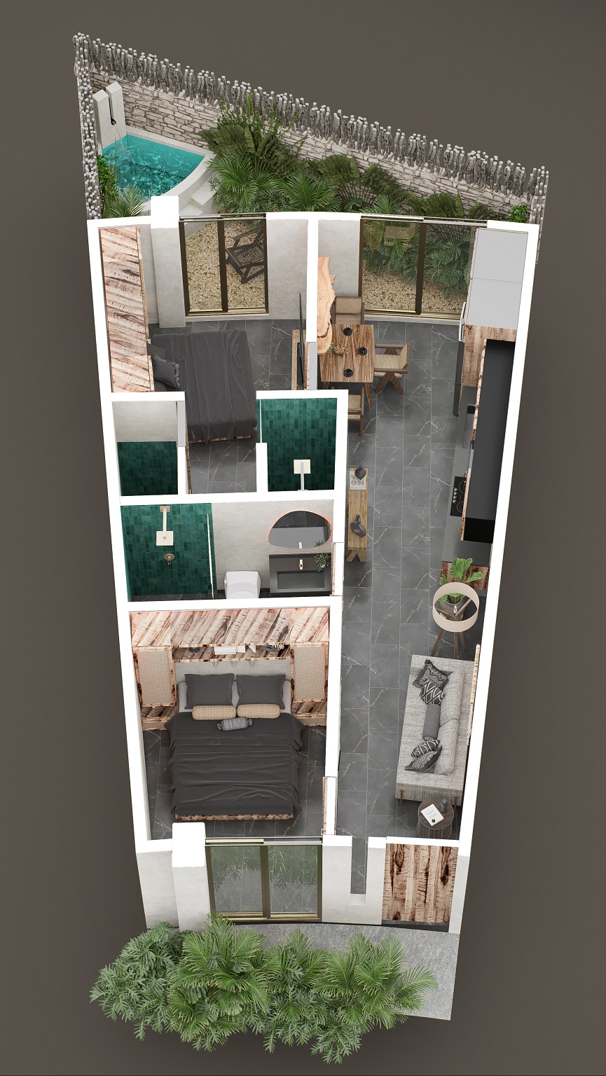 3 bedroom condo with ample garden.