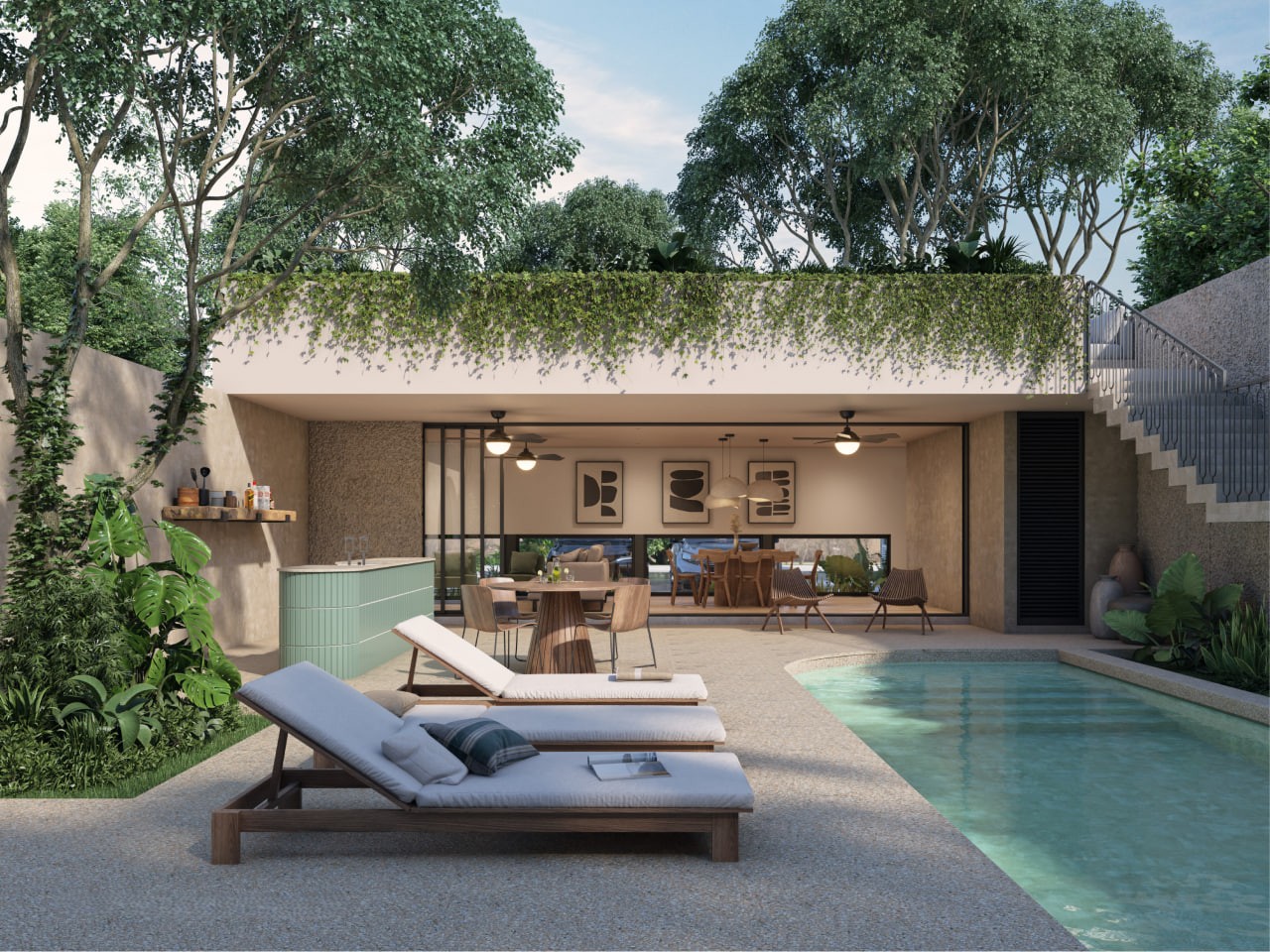 2-bedroom condo with study in Temozón Norte