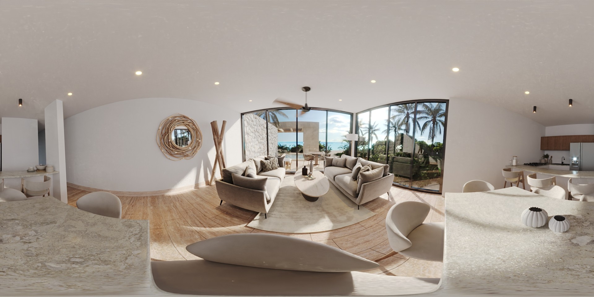 Three bedroom garden condo overlooking the ocean in Telchac