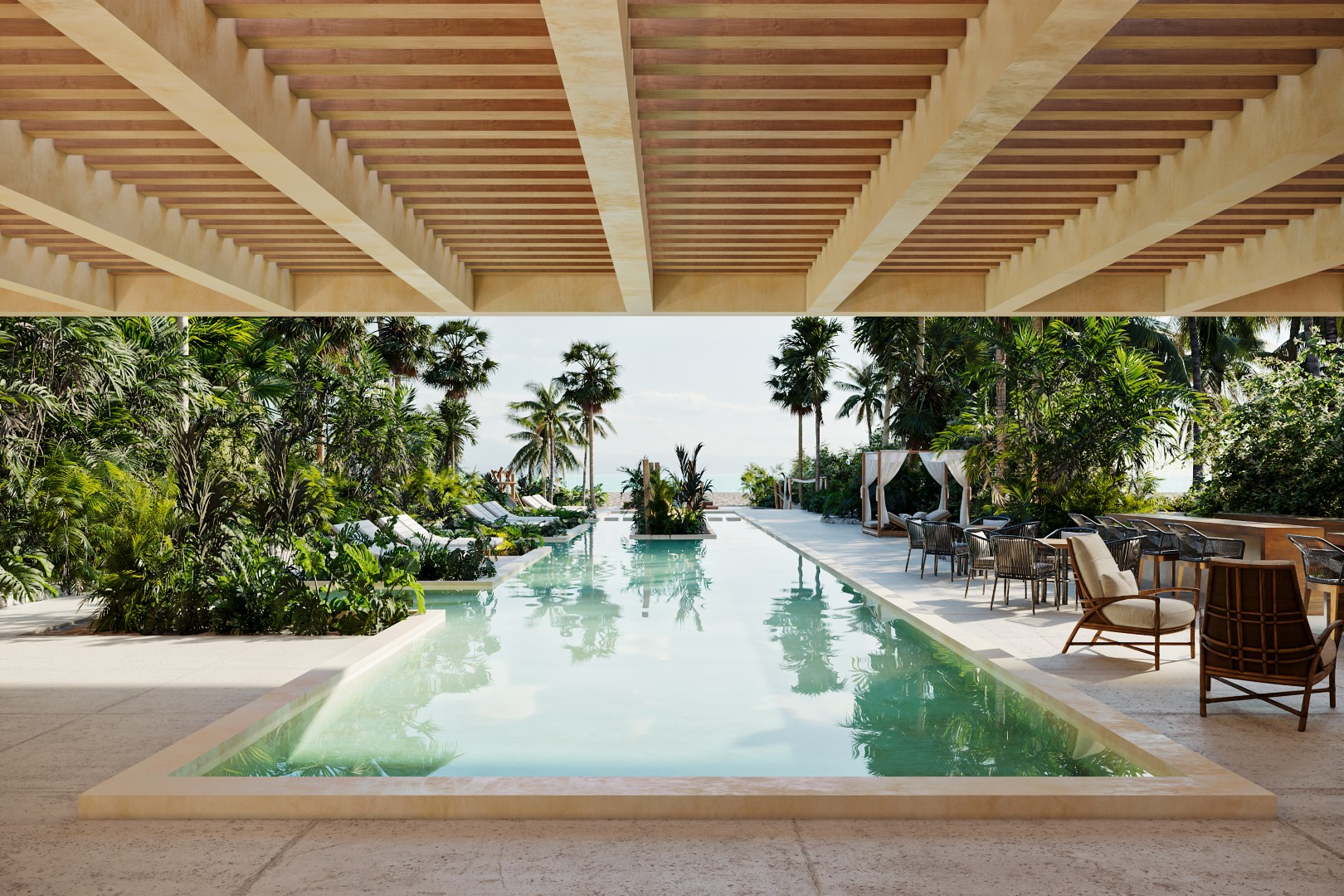 Three bedroom garden condo overlooking the ocean in Telchac